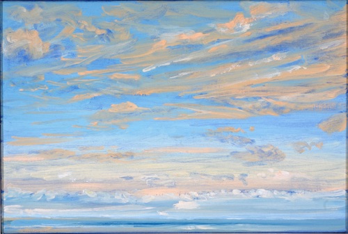 Clouds Moving From North - Sunrise, 12" x 18", oil on linen, 2006. Clouds Moving From North - Sunrise, 12" x 18", oil on linen, 2006.